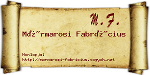 Mármarosi Fabrícius névjegykártya